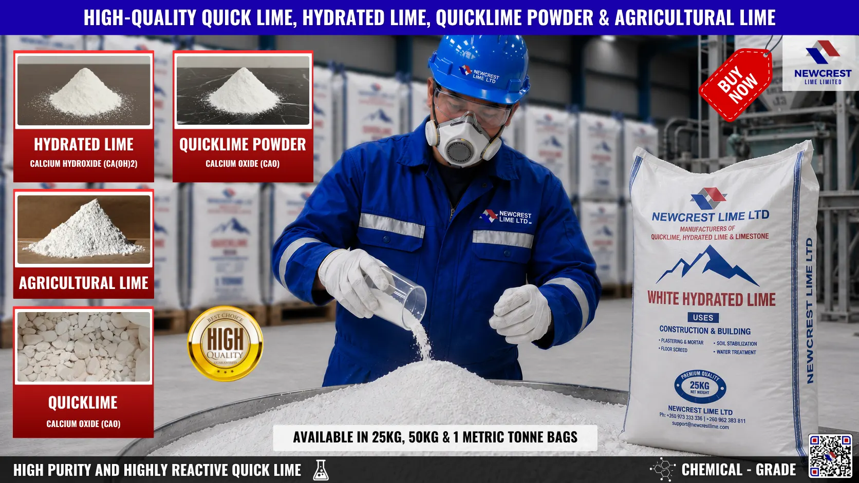 Newcrest Lime - hydrated lime , agricultural lime Manufacturer in Zambia